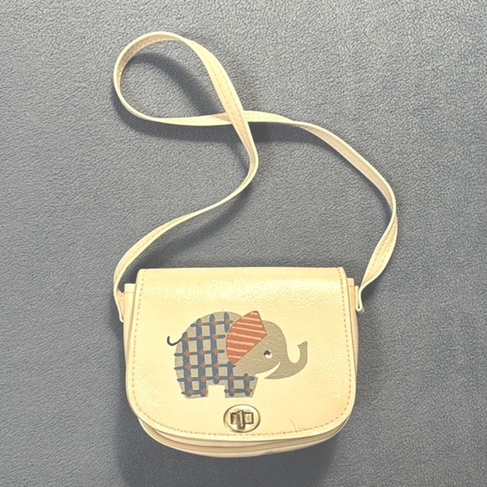 Elephant Purse Vintage Little Girls Pocketbook White Small Clasp Strap Mid 1970s
